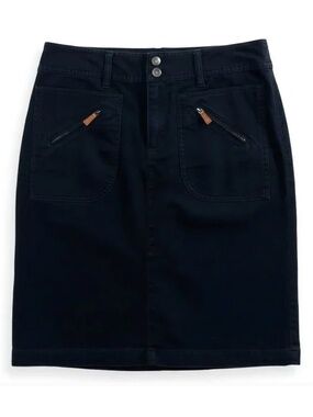 Ralph Lauren Black Denim Skirt Straight Utility Zip Pocket Petite 10P